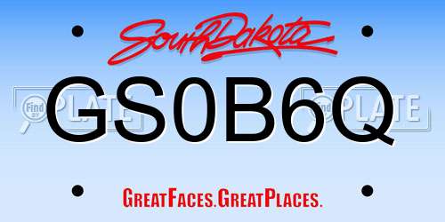 GS0B6Q South Dakota License Plate