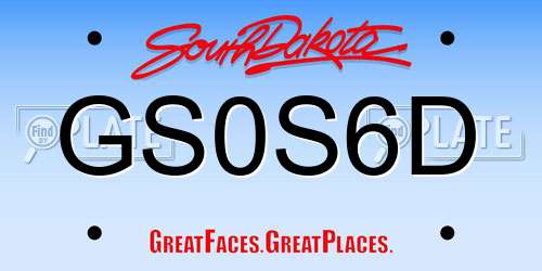 GS0S6D South Dakota License Plate