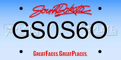 GS0S6O South Dakota License Plate