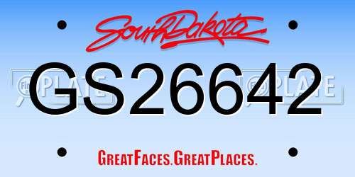 GS26642 South Dakota License Plate