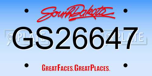 GS26647 South Dakota License Plate