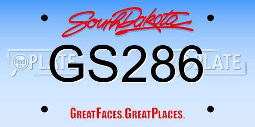 GS286 South Dakota License Plate