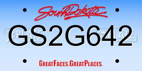 GS2G642 South Dakota License Plate