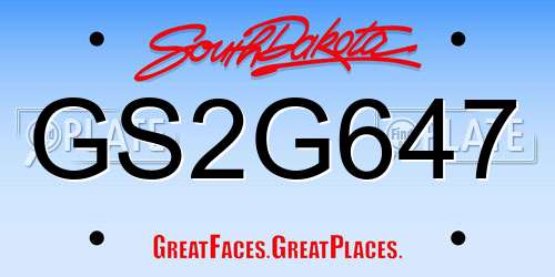 GS2G647 South Dakota License Plate