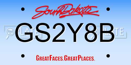 GS2Y8B South Dakota License Plate