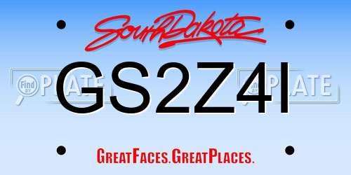 GS2Z4I South Dakota License Plate