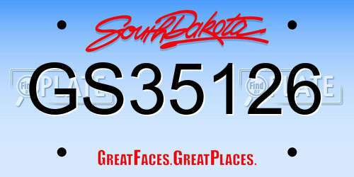 GS35126 South Dakota License Plate