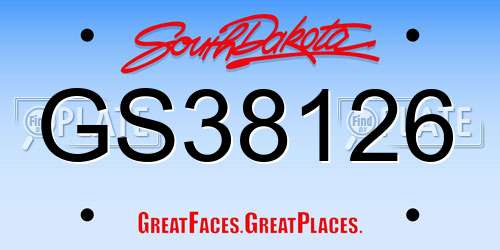 GS38126 South Dakota License Plate