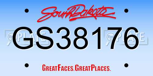 GS38176 South Dakota License Plate