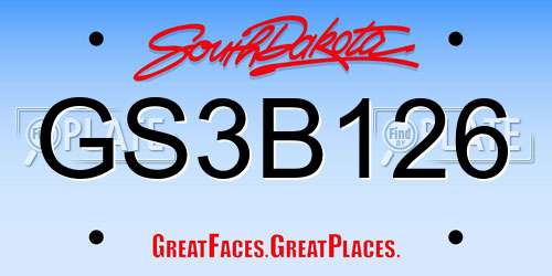 GS3B126 South Dakota License Plate