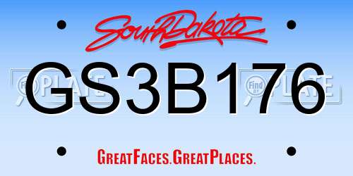 GS3B176 South Dakota License Plate