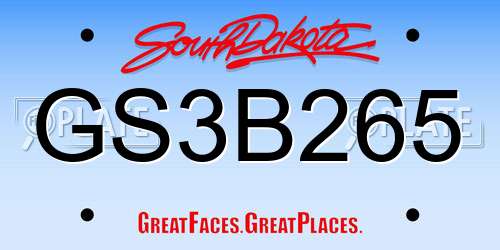 GS3B265 South Dakota License Plate