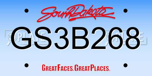 GS3B268 South Dakota License Plate