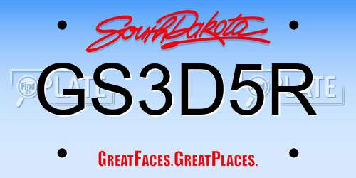 GS3D5R South Dakota License Plate