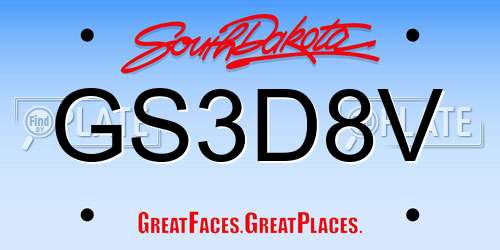 GS3D8V South Dakota License Plate