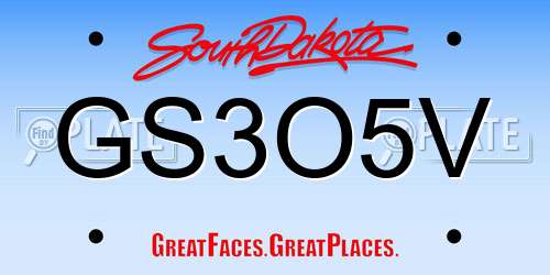 GS3O5V South Dakota License Plate