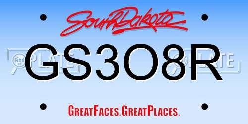 GS3O8R South Dakota License Plate