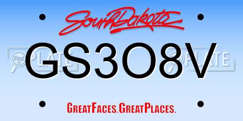 GS3O8V South Dakota License Plate