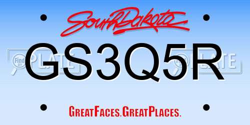 GS3Q5R South Dakota License Plate
