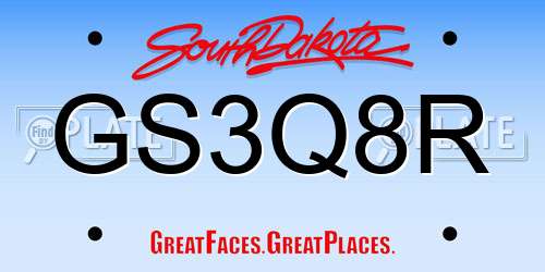 GS3Q8R South Dakota License Plate