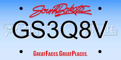 GS3Q8V South Dakota License Plate
