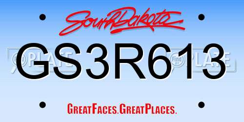 GS3R613 South Dakota License Plate
