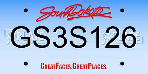 GS3S126 South Dakota License Plate