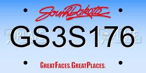 GS3S176 South Dakota License Plate