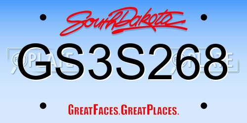GS3S268 South Dakota License Plate