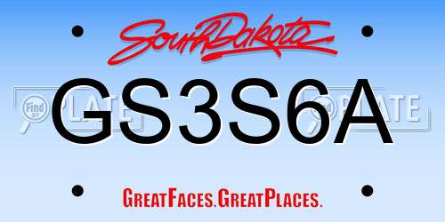GS3S6A South Dakota License Plate