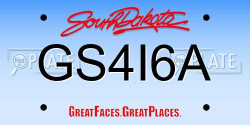 GS4I6A South Dakota License Plate