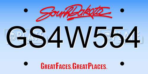 GS4W554 South Dakota License Plate
