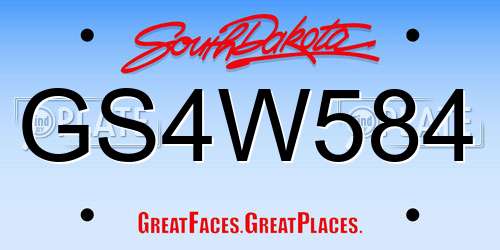 GS4W584 South Dakota License Plate