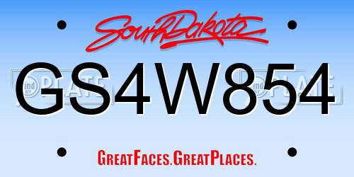 GS4W854 South Dakota License Plate