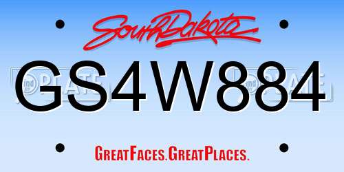 GS4W884 South Dakota License Plate