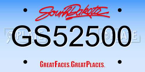 GS52500 South Dakota License Plate