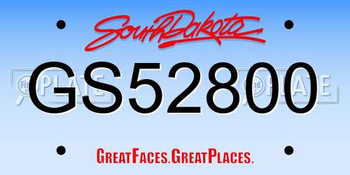 GS52800 South Dakota License Plate