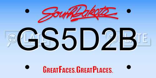 GS5D2B South Dakota License Plate