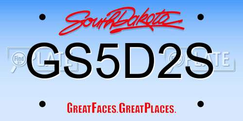 GS5D2S South Dakota License Plate