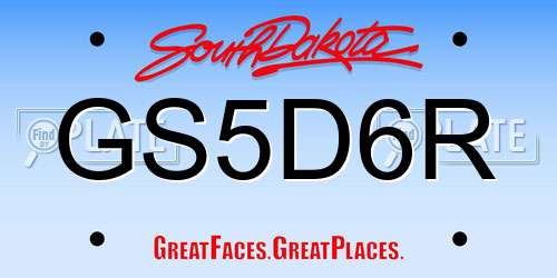 GS5D6R South Dakota License Plate