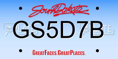 GS5D7B South Dakota License Plate