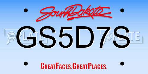 GS5D7S South Dakota License Plate