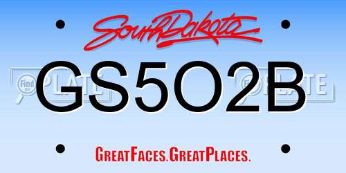 GS5O2B South Dakota License Plate