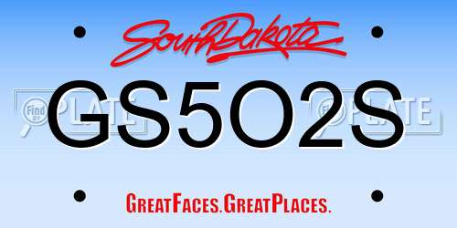 GS5O2S South Dakota License Plate
