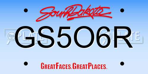 GS5O6R South Dakota License Plate
