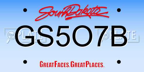 GS5O7B South Dakota License Plate