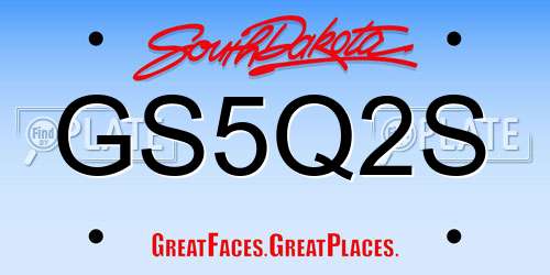 GS5Q2S South Dakota License Plate