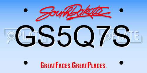 GS5Q7S South Dakota License Plate