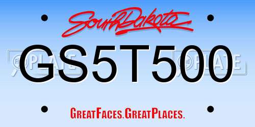 GS5T500 South Dakota License Plate