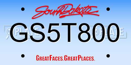 GS5T800 South Dakota License Plate
